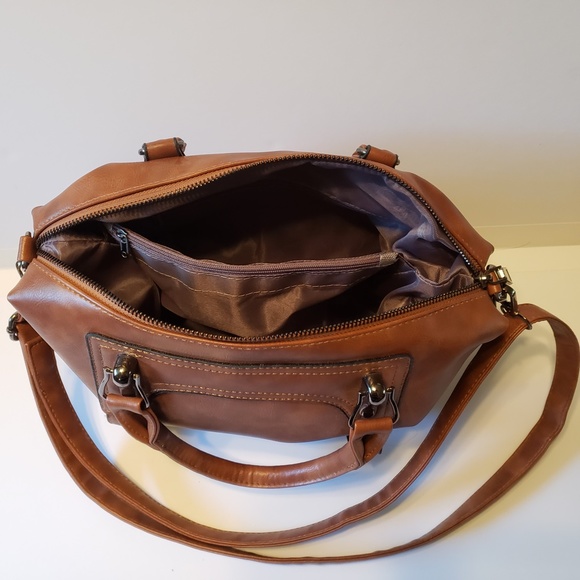 Womens Shoulder Strap, Crossbody ,Tan Faux Leather Handbag - Picture 3 of 9